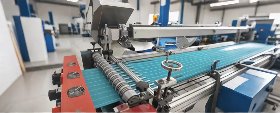 Nantong Deli automated humidifier filter production line — pleating and cutting machine, Nantong Jiangsu China